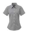 PR321 Premier Ladies Gingham Short Sleeve Shirt Black / White colour image